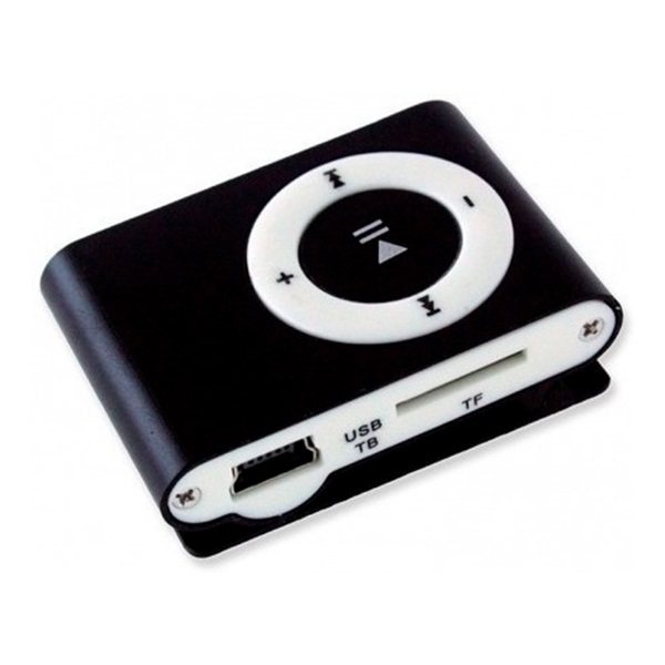 GAD008, Reproductor MP3 Small. Reproductor MP3 de bolsillo con pinza ajustable cuenta con ranura de expansión Micro SD (Soporta hasta 16 GB) y con duración de batería de hasta 2 horas. Incluye estuche acrílico, cable USB y Audífonos.