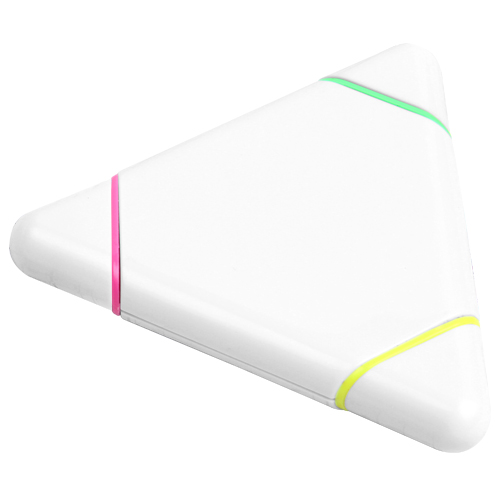DK-045, Figura de plástico en forma triangular con 3 marca textos de colores