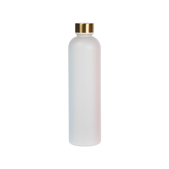 TE-174, Botella para transportar líquidos con tapa dorada, fabricada en KS libre de contaminante BPA, capacidad de 1 lt.